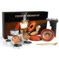Cocktail Smoker Kit with Torch[8 Flavors Wood Chips] Domxty Old Fashioned Cocktail Kit/Bourbon/Whiskey Smoker Infuser Kit for Coffee and Flavor Drink, Gifts for Men